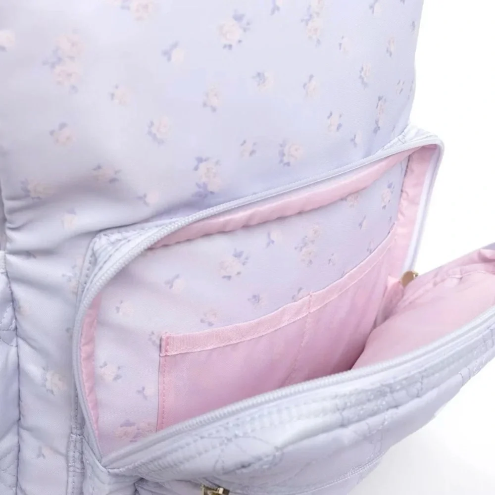 LoveShackFancy Light Lavender Quilted Backpack with Bow Charm